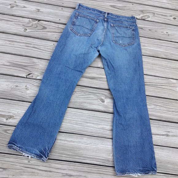 Vintage Jeans Bootcut Handcrafted All Cotton Classic Straight Leg Blue 34W 34L - Picture 3 of 15